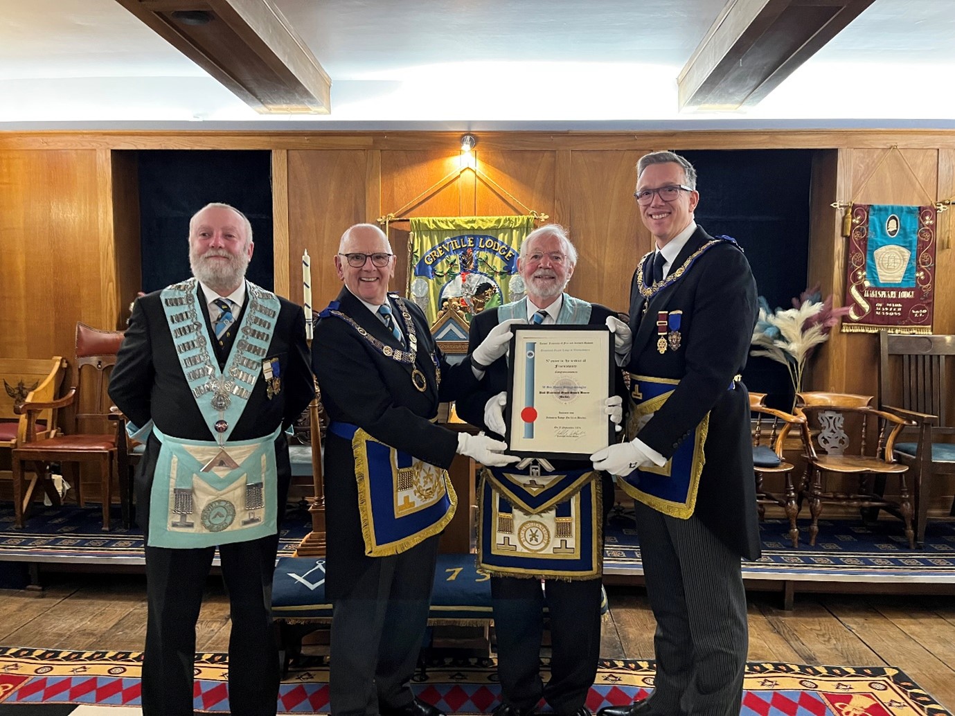 On 16th January 2025 W.Bro. Brough Skingley of Greville Lodge received his 50-year certificate at Greville Lodge.