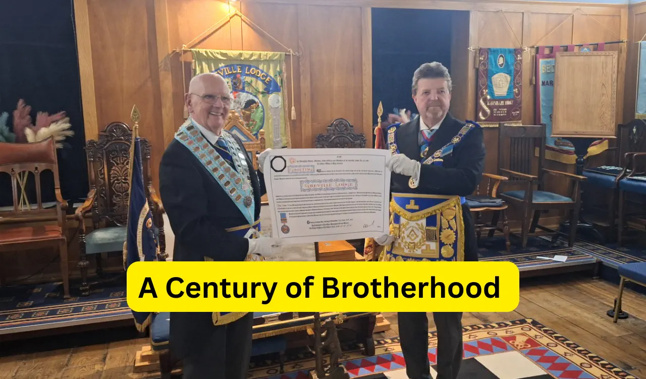 WARWICK – It was a "full house" at Alderson House recently as Greville Lodge No. 4773 gathered for a landmark occasion: the celebration of their Centenary meeting and a special festive board that marked the end of an era in more ways than one.